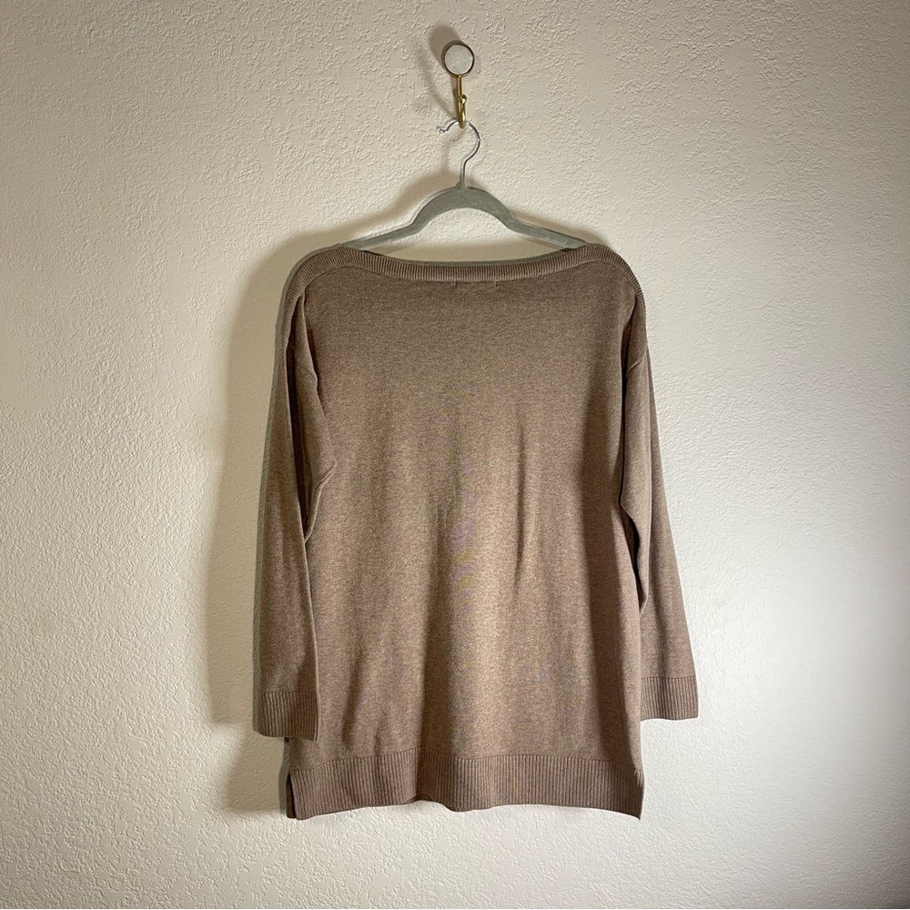 JEANNE PIERRE Women's Tan Boat Neck Sweater SzL 100% Cotton - Picture 3 of 5